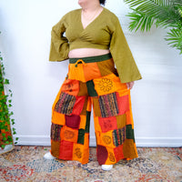 Whimsigoth Inspired Patchwork Wide Leg Pants