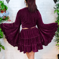 Flowy Velvet Mini Skort with Pockets