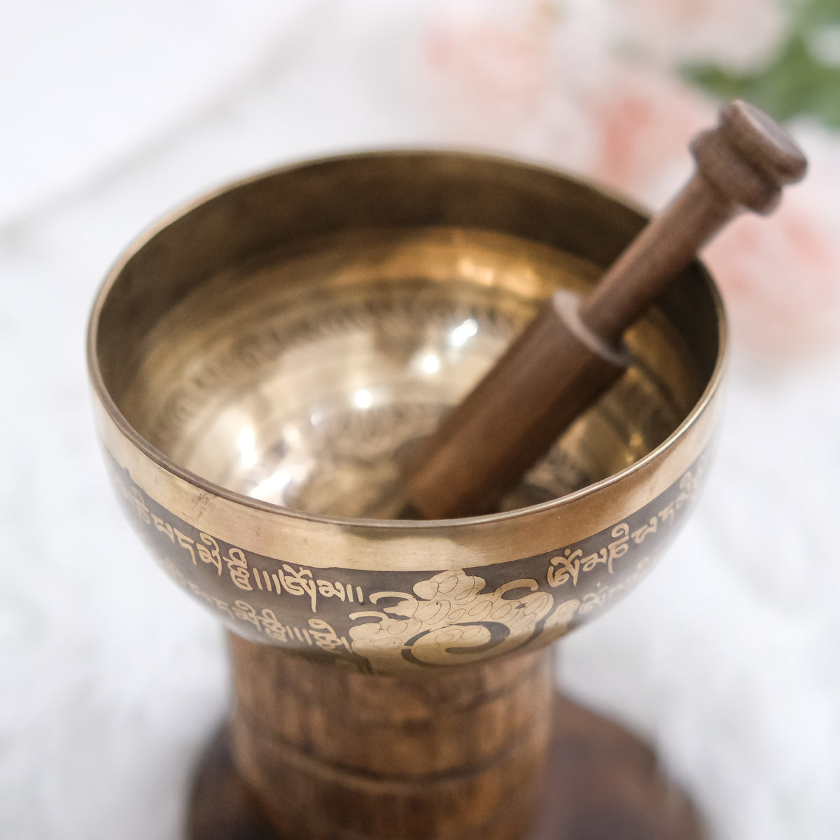 Tibetan Singing Bowl with Sacred Om Symbol