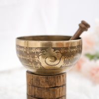 Tibetan Singing Bowl with Sacred Om Symbol