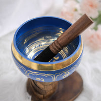 Blue Tibetan Singing Bowl with Om Symbol