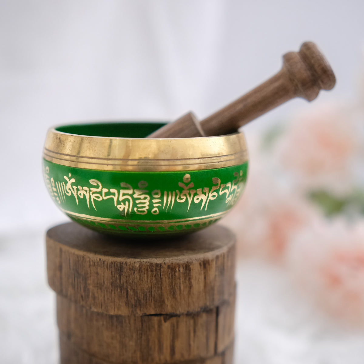 Green 3.5 Inch Tibetan Meditation Singing Bowl