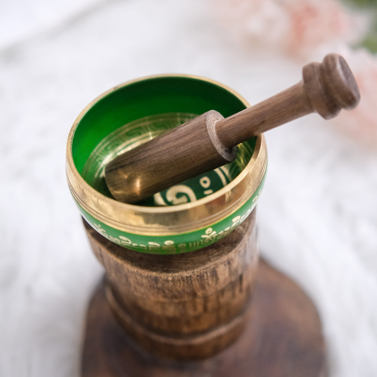 Green 3.5 Inch Tibetan Meditation Singing Bowl