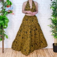 Flowy Tiered Mushroom Celestial Cotton Skirt Set