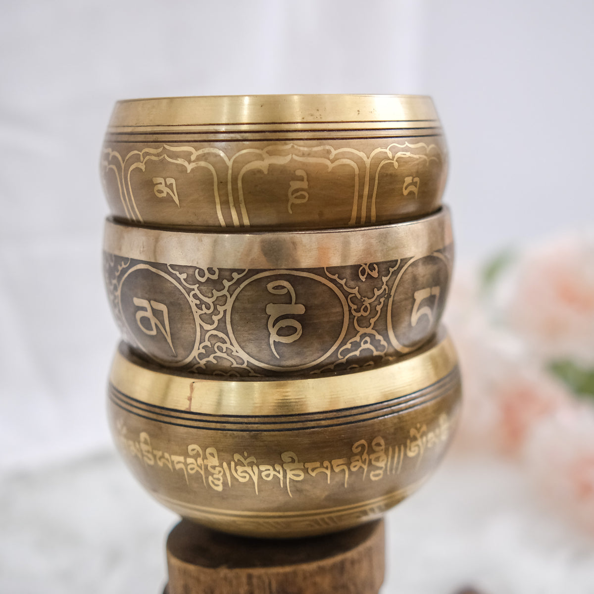 Tibetan Singing Bowl with Mantra Engraving