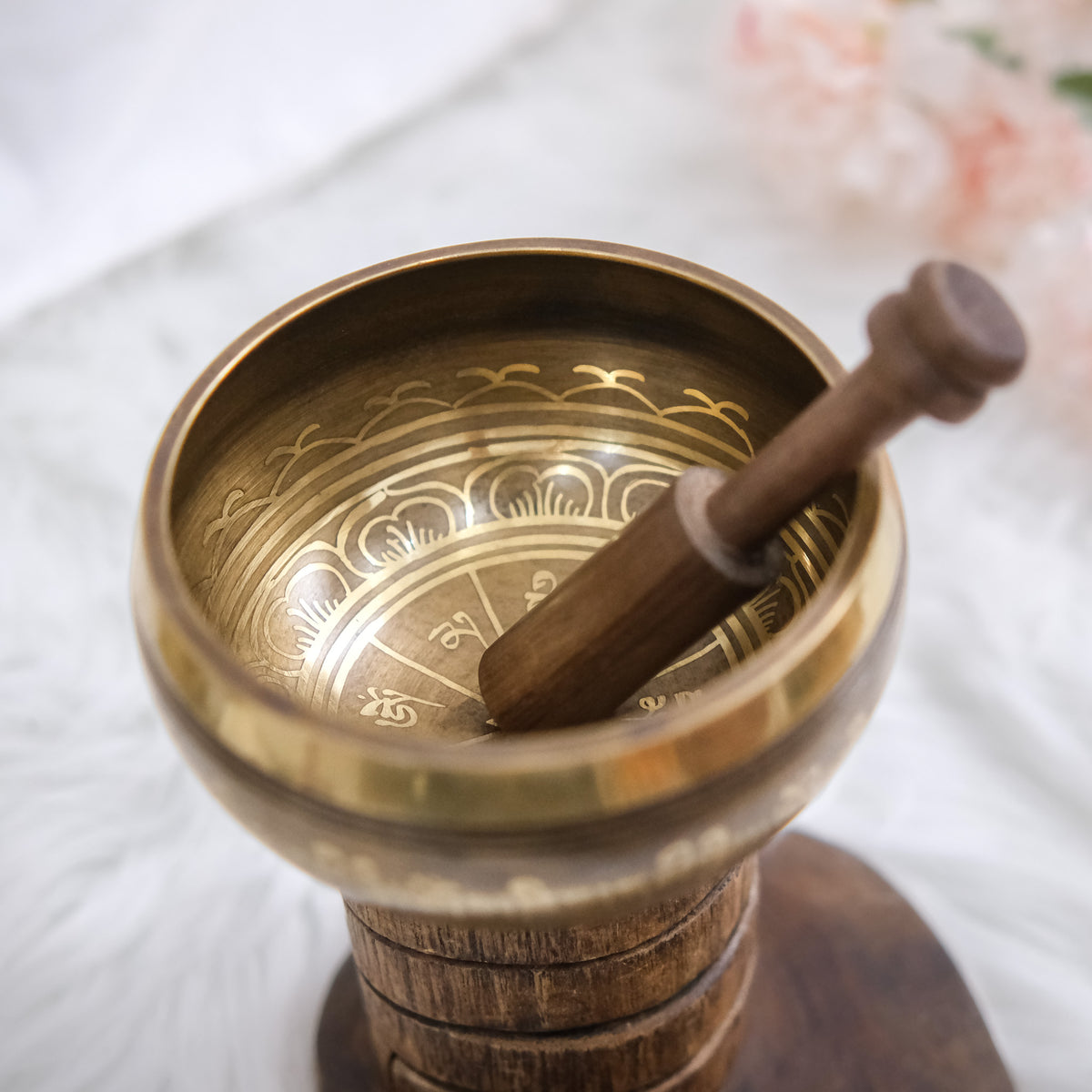 Tibetan Singing Bowl with Mantra Engraving
