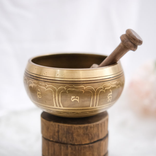 Tibetan Singing Bowl with Mantra Engraving