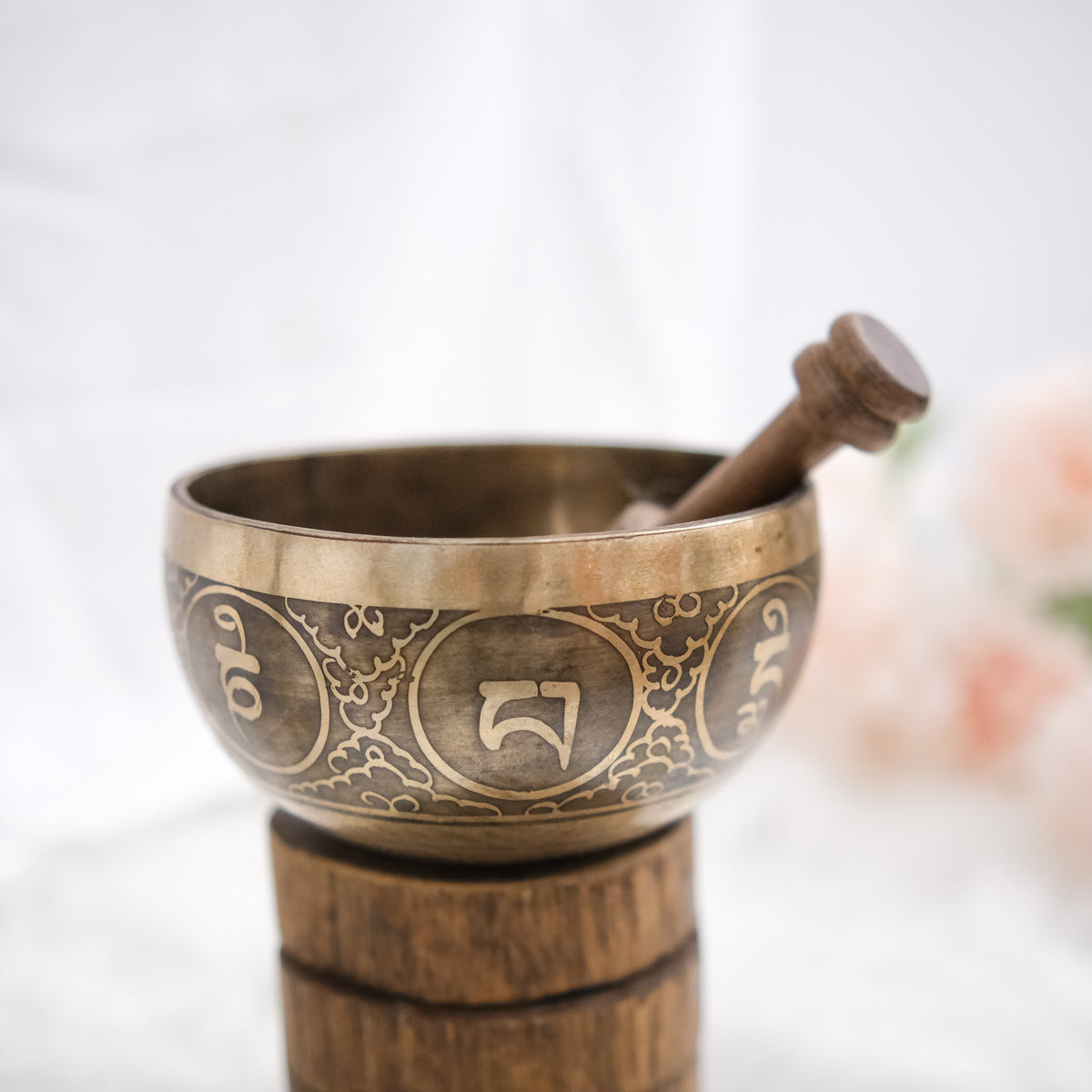 Tibetan Singing Bowl with Mantra Engraving