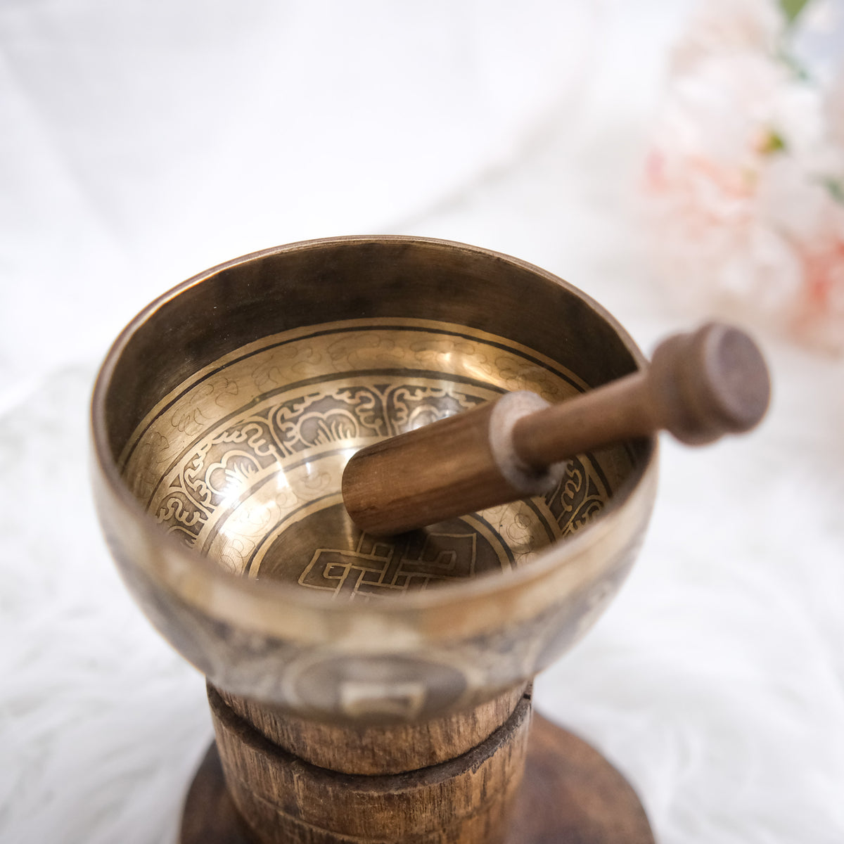 Tibetan Singing Bowl with Mantra Engraving