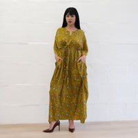 Flowy Celestial Paisley Boho Kaftan Dress