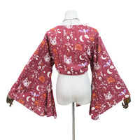 Mystical Cat Moon Bell Sleeve Wrap Top