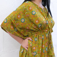 Flowy Celestial Paisley Boho Kaftan Dress