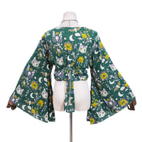 Mystical Cat Moon Bell Sleeve Wrap Top