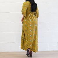 Flowy Celestial Paisley Boho Kaftan Dress