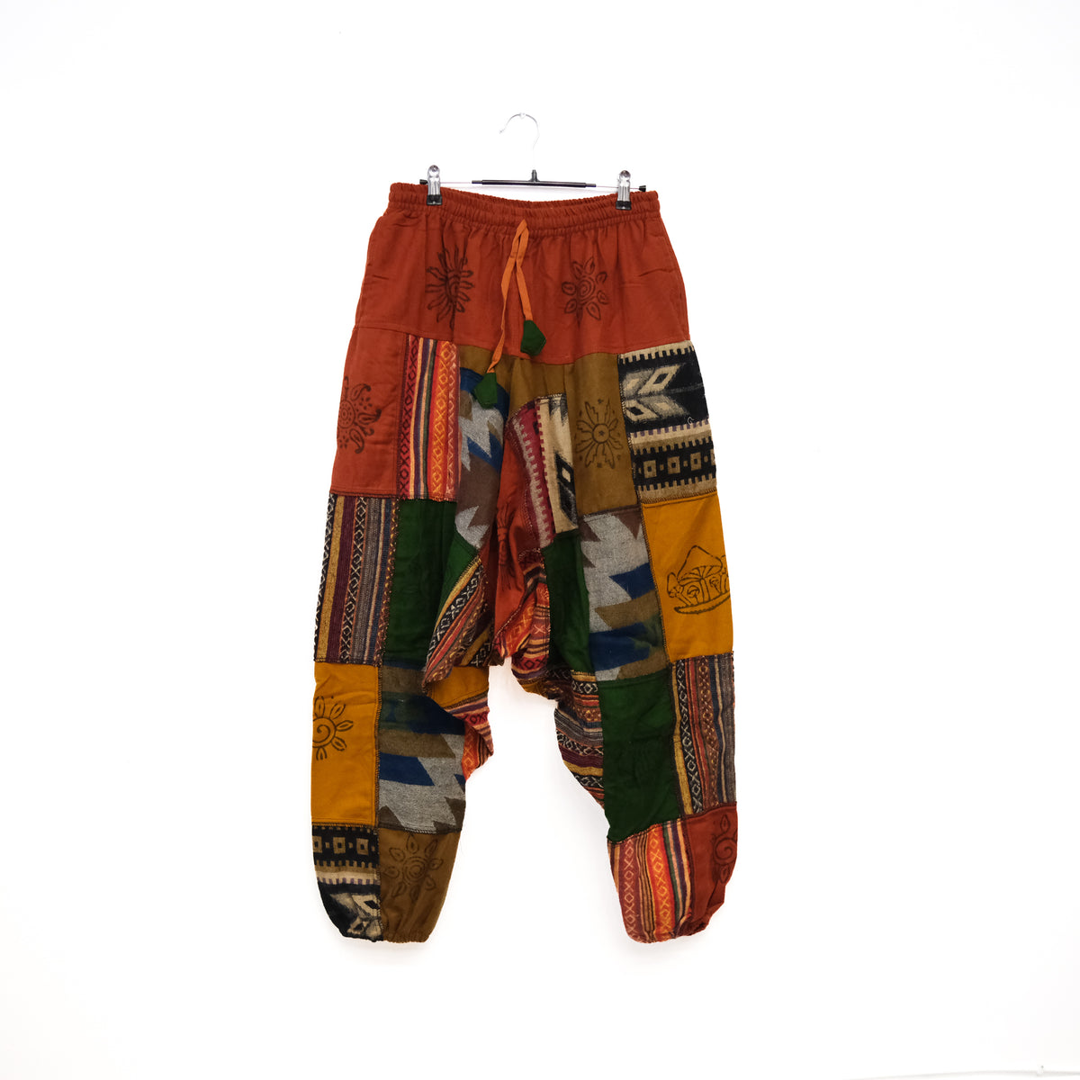 Patchwork Wool Blend Harem Pants
