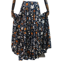 Celestial Cat Moon Tiered Maxi Skirt