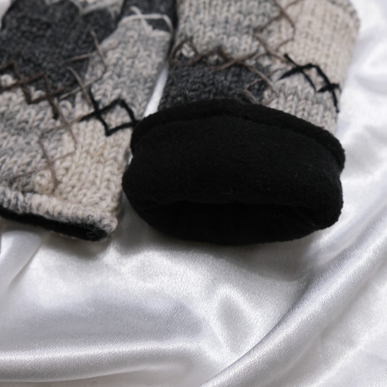 Hand Knit Patch Handwarmers with Fleece Lining