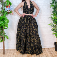 Flowy Tiered Mushroom Celestial Cotton Skirt Set