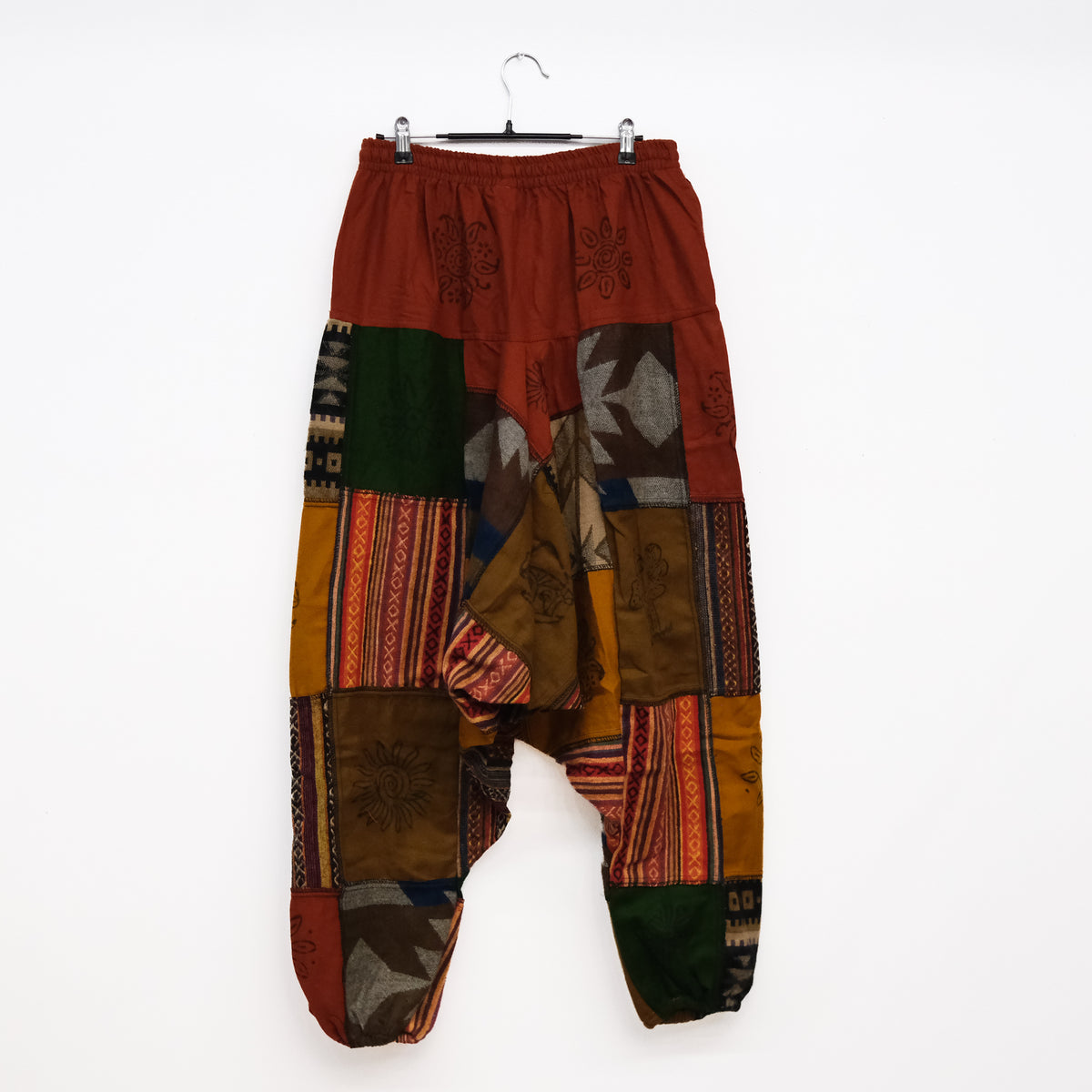 Patchwork Wool Blend Harem Pants