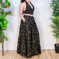 Flowy Tiered Mushroom Celestial Cotton Skirt Set