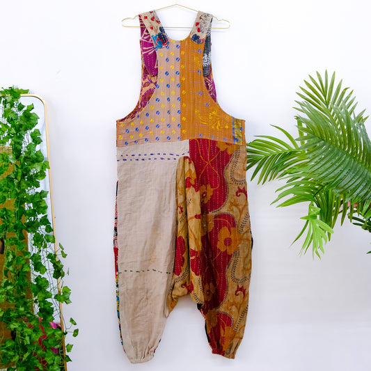 Kantha Harem Boho Jumpsuit with Pockets