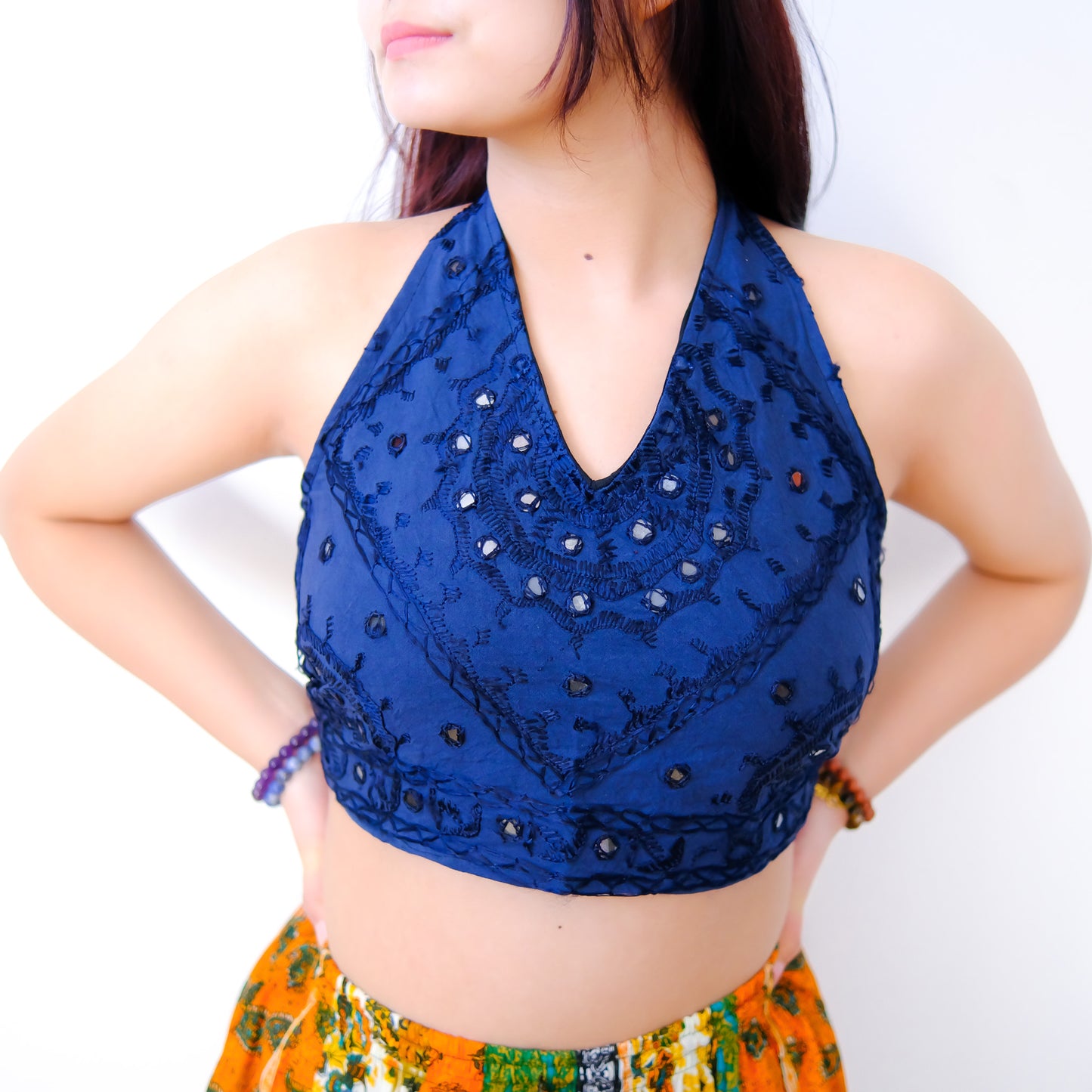 Hand Embroidered Cotton Halter Top