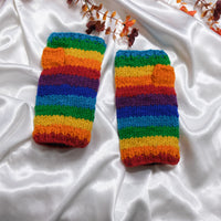 Hand Knitted Rainbow Fingerless Gloves