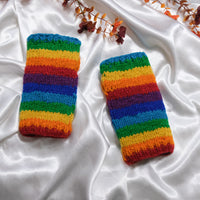 Hand Knitted Rainbow Fingerless Gloves