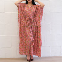 Flowy Celestial Paisley Boho Kaftan Dress