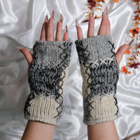 Hand Knit Patch Handwarmers with Fleece Lining