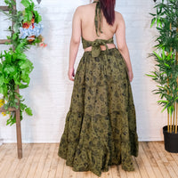 Flowy Tiered Mushroom Celestial Cotton Skirt Set