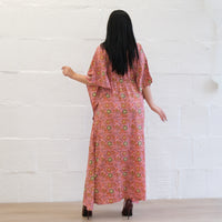 Flowy Celestial Paisley Boho Kaftan Dress