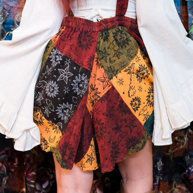 Celestial Patchwork Boho Wide Leg Romper