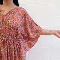 Flowy Celestial Paisley Boho Kaftan Dress