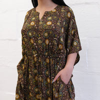 Flowy Celestial Paisley Boho Kaftan Dress
