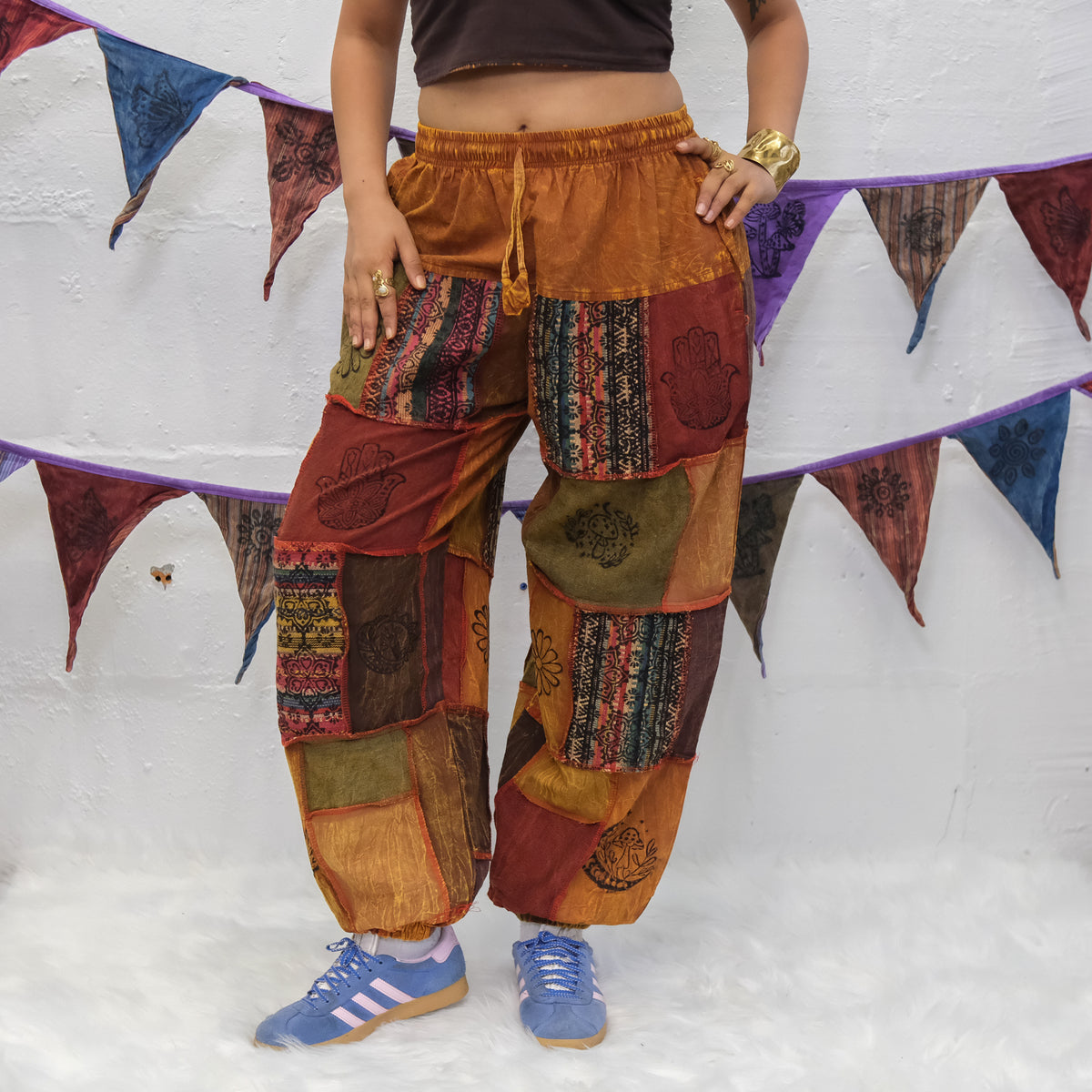 Earth tone Handwoven Patchwork Joggers