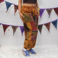 Earth tone Handwoven Patchwork Joggers