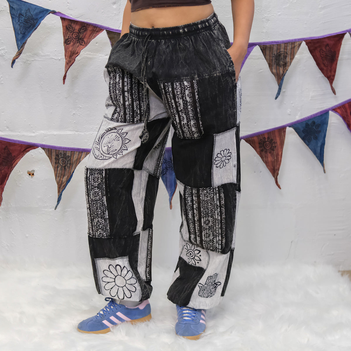 Earth tone Handwoven Patchwork Joggers
