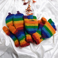 Hand Knitted Rainbow Convertible Gloves/Mitten
