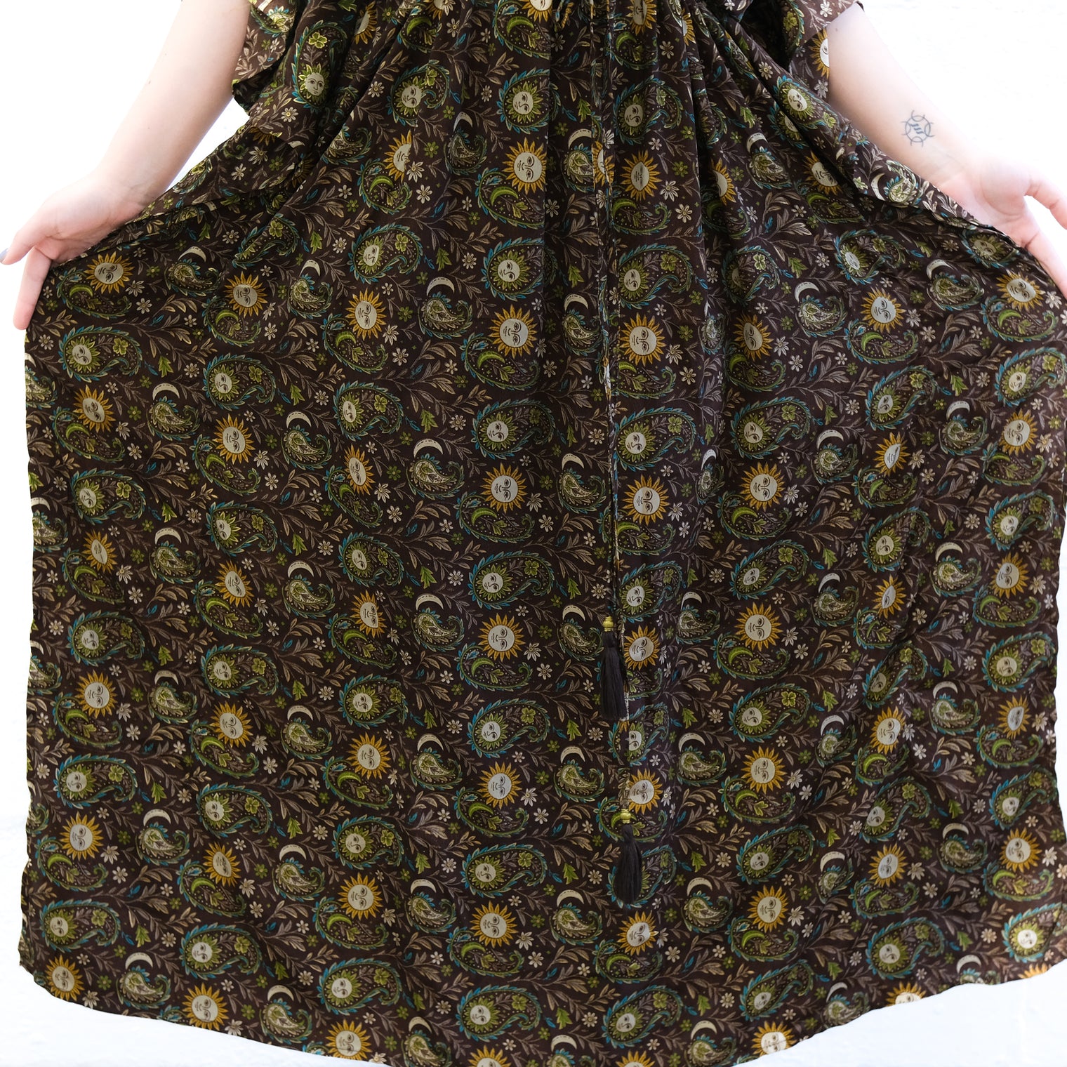 Flowy Celestial Paisley Boho Kaftan Dress