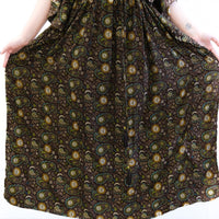 Flowy Celestial Paisley Boho Kaftan Dress