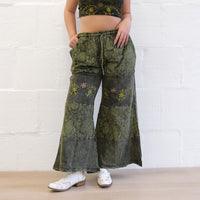Paisley Boho Embroidered Flowy Wide Leg  Pants