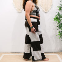 Patchwork Checkered Wide Leg Pants