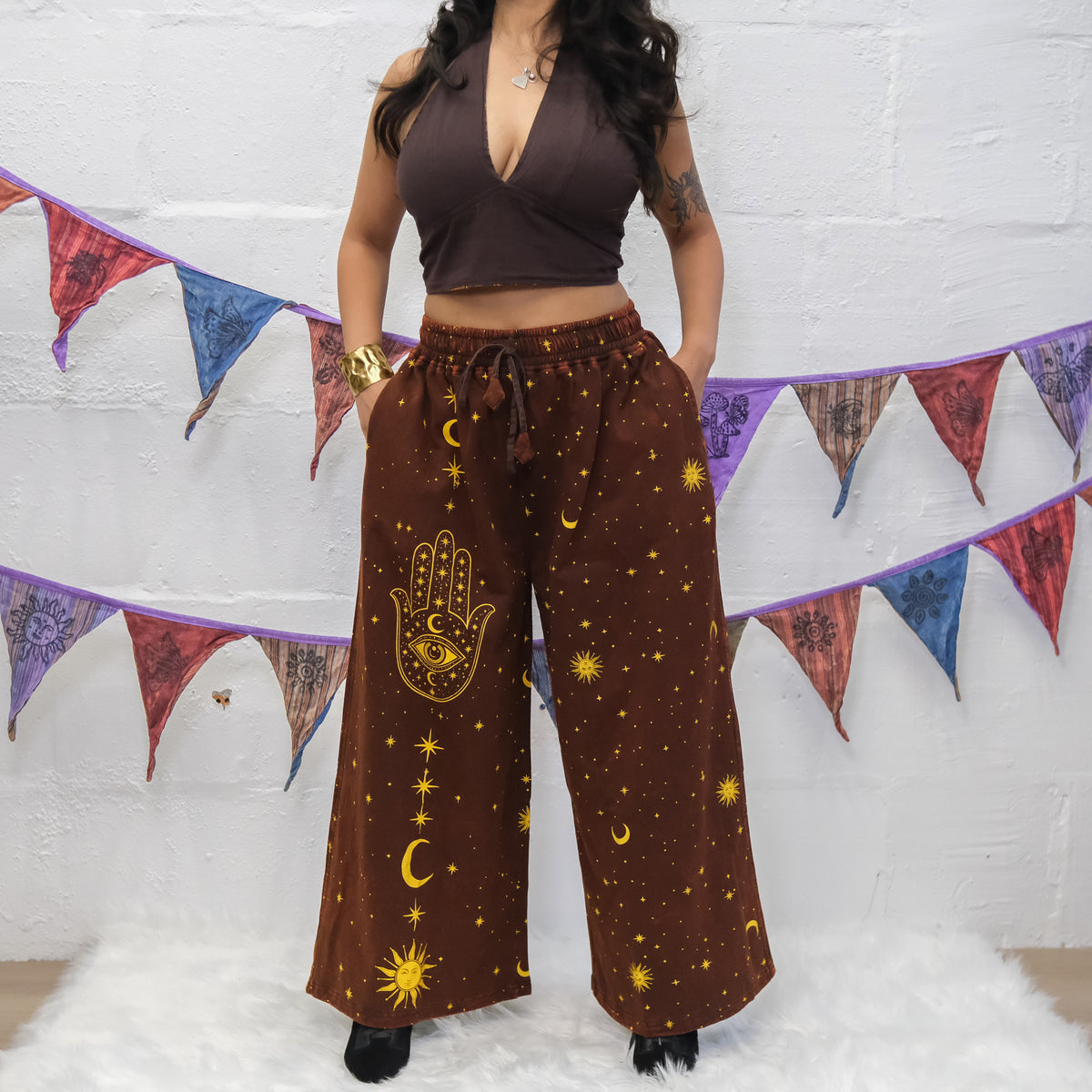 Celestial Wanderer Fleece Lined Wide Leg Pants