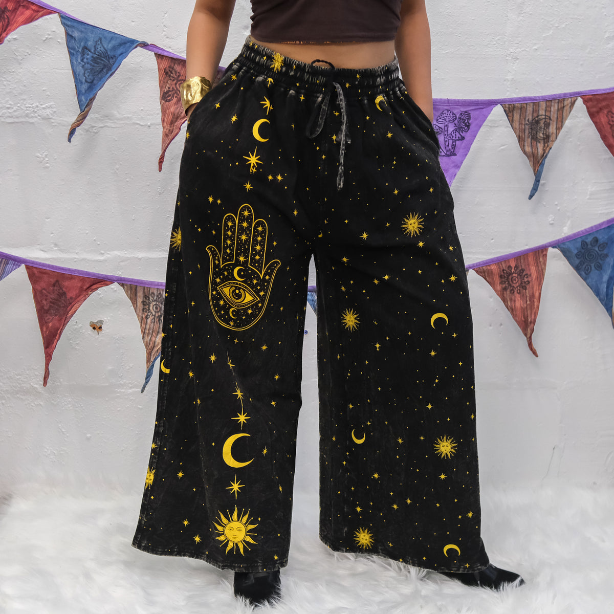 Celestial Wanderer Fleece Lined Wide Leg Pants