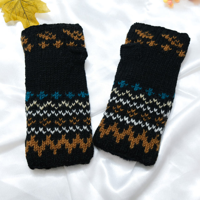 Mushroom Knitted Woolen Handwarmer with Fleece Lining