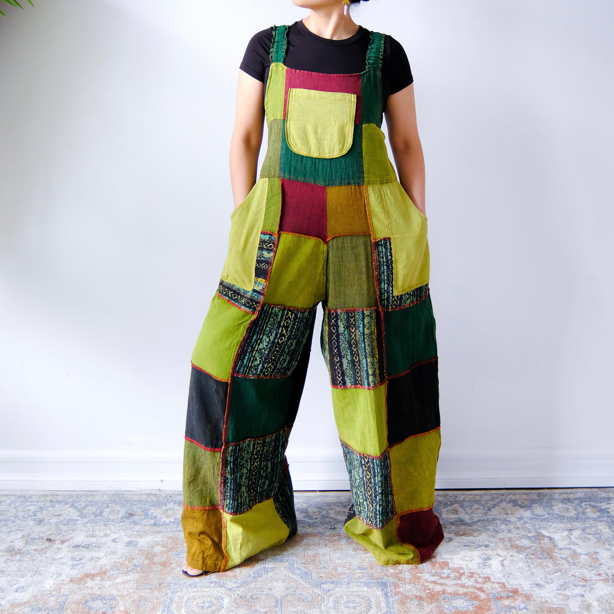 Solid Patchwork Wide Leg Jumpsuit – karmanepalcrafts