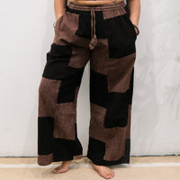Patchwork Checkered Wide Leg Pants