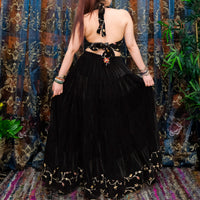 Velvet Boho Flowy Embroidery Skirt and Top