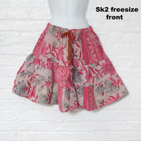 Kantha Tiered Mini Skirt with Pockets